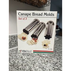 VILLAWARE Canape Bread Mold Set Star- Heart -Flower Set of 3 NIB